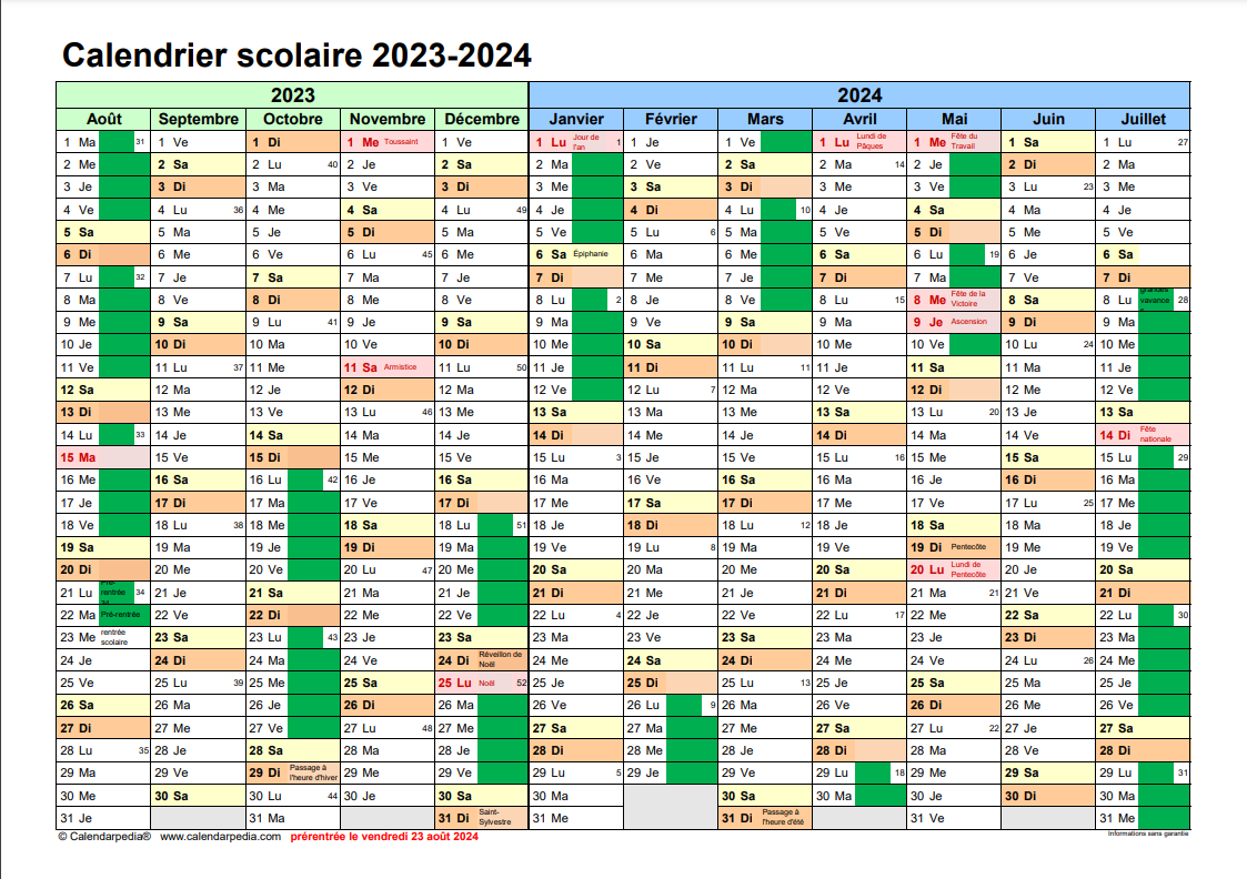 Vacances scolaires 2024-2025 et jours fériés : le calendrier avec